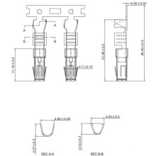 2.5mm 3 pin 20A Termaial female end CnSn SUS Material Gold Ag Sn Ni surface treatment  Electrical Connector Terminal -J0201901